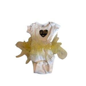 Gerber Onesie Caterpillar Cat Bulldozer Size 3-6 Months Headband Tutu White